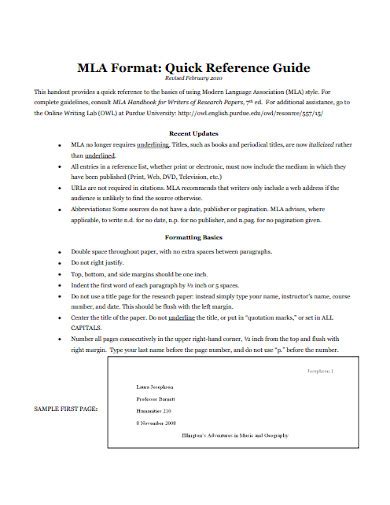 Image result for Basic MLA Format