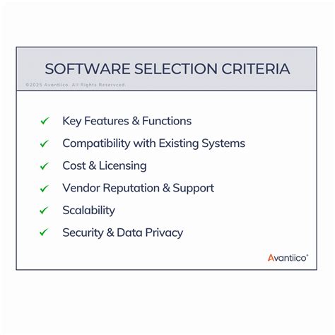 Software Selection Criteria Examples 的图像结果