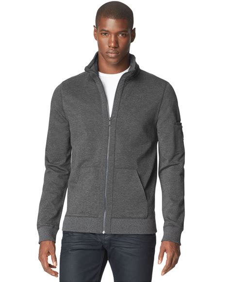 Calvin Klein Zip-Up Sweater in Gray for Men | Lyst