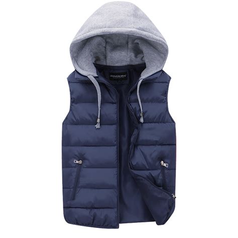 Men's Hooded Puffer Vest Lightweight Winter Coats Warm Puffer Jacket ...