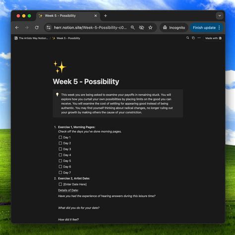 the Artists Way exercises - Notion templates | Metalabel