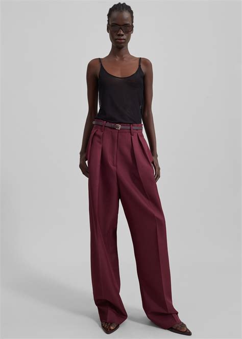 Tansy Pleated Trousers - Burgundy – The Frankie Shop Europe