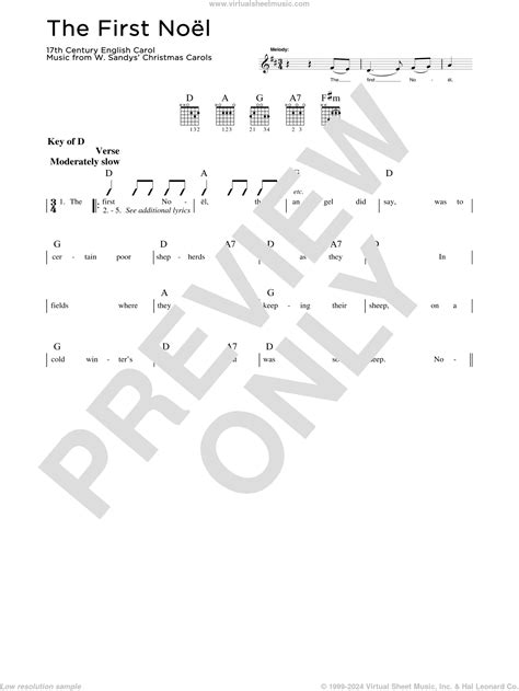 The First Noel sheet music for guitar solo (lead sheet) (PDF)