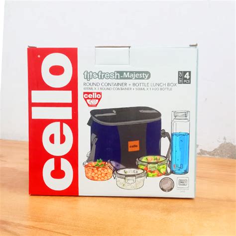 AM5454 Cello Majesty Round Glass Lunch Box 400ml x 3 N with Jacket & G ...