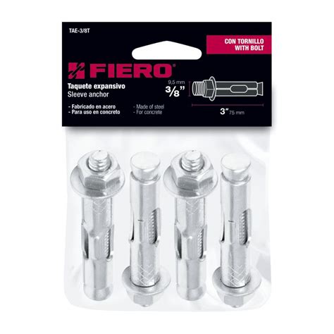 Taquete de expansión, 3/8" con tornillo, bolsa 4 pzas. - ZAHOMI.COM