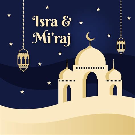 Hand-drawn isra miraj illustration with moon | Free Vector