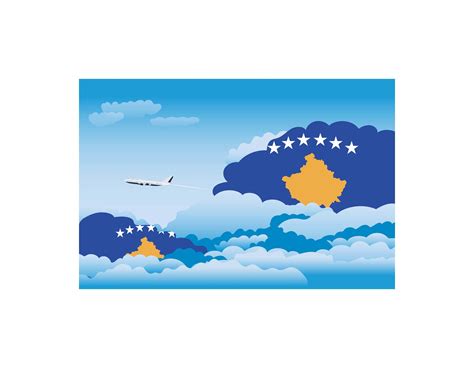 Kosovo Day Clouds Airplane Airport Flight Vector Illustration – City ...