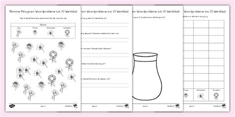 Gr R Wiskunde - Woordprobleme Met Blomme Tot 10 Piktogram - Aktwiteit