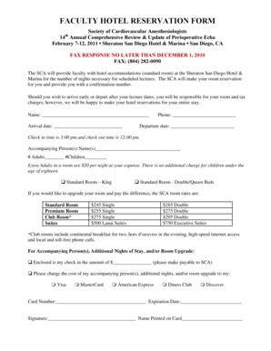 Fillable Online scahq FACULTY HOTEL RESERVATION FORM Society of ...