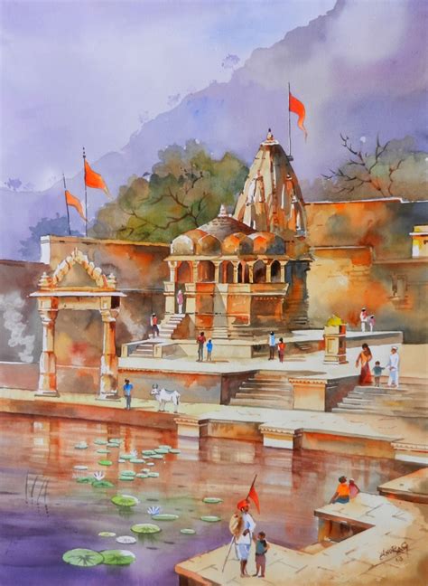 Buy Painting Temple Near Udaipur Artwork No 4279 by Indian Artist ...