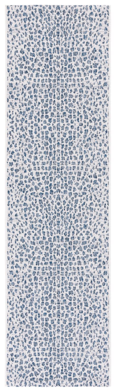 SAFAVIEH Courtyard Karina Animal Indoor/Outdoor Runner Rug, Ivory/Navy ...