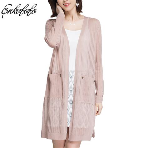 2018 Women Summer Long Knitted Cotton Linen Cardigans Coat Female New ...