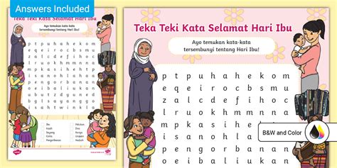 Wordsearch Selamat Hari Ibu (teacher made) - Twinkl