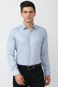VAN HEUSEN Men Checkered Formal Light Blue Shirt - Buy VAN HEUSEN Men ...