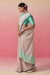 Buy Pink Cotton Handloom Striped Saree With Blouse Piece For Women by ...