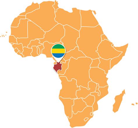 Gabon map in Africa, Icons showing Gabon location and flags. 23639557 PNG