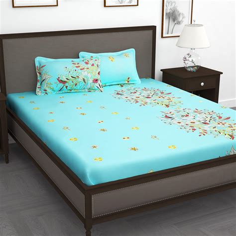 Story@Home 210 TC Bedsheet King Size Bed Cotton with 2 Pillow Covers ...