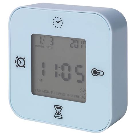 Ikea KLOCKIS Plastic Thermometer, Alarm, Timer Clock (Light Blue ...