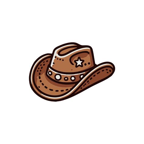 A clipart image of a cowboy hat with a white star and decorative ...