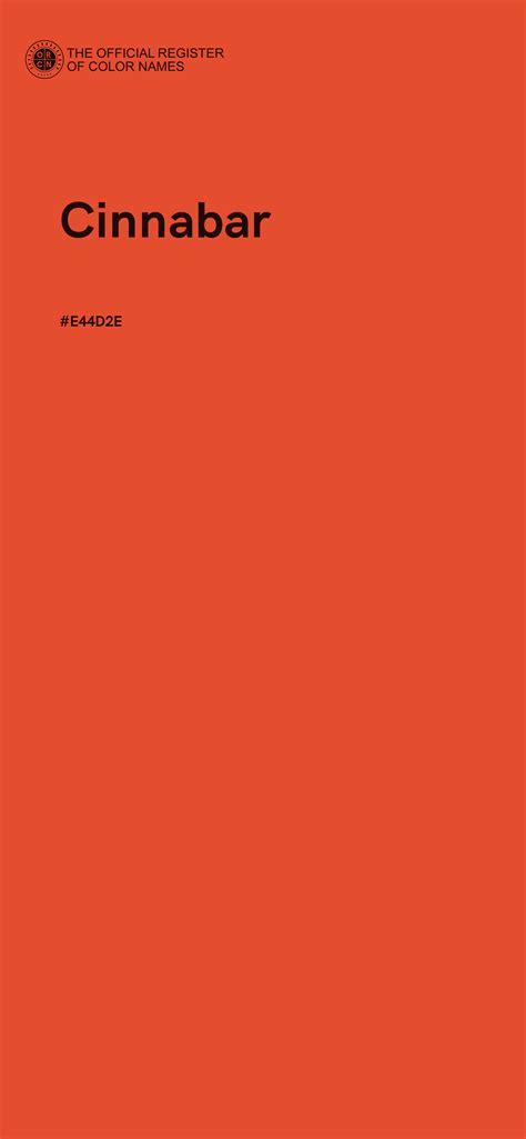 Cinnabar color - #E44D2E - The Official Register of Color Names
