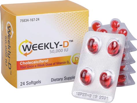 Weekly-D Vitamin D3 50,000 IU | 24 Softgels Cholecalciferol Supplements ...