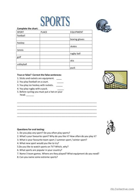 Sports Worksheet 的图像结果