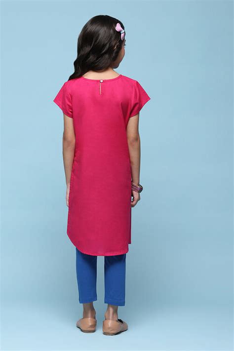 Pink Cotton Straight Solid Kurta Set at Biba India