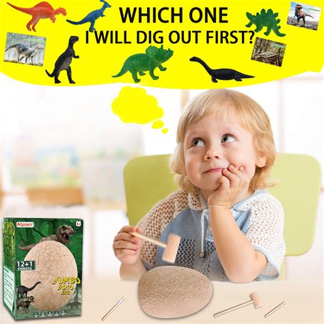 Alyoen Dinosaur Egg Toys for Kids 3-5, Jumbo Dino Egg Dig Kit with 13 ...