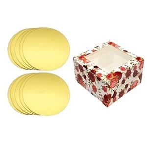 Buy Papyrus Cake Base and Box Set | 10-inch Round Cake Boards & 10x10x5 ...