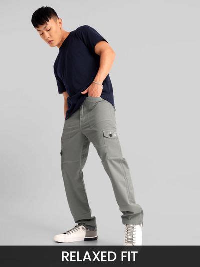 Buy Space Grey Contrast Stitch Cargo Pants for Men Online in India -Beyoung