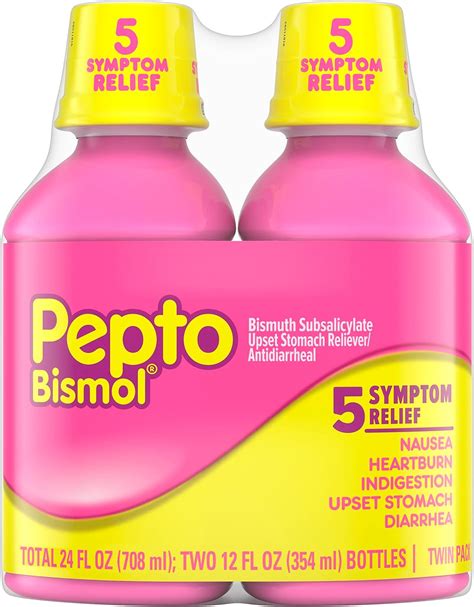 Amazon.com: Pepto Bismol Liquid, Upset Stomach Relief, Nausea Relief, Heartburn Relief ...