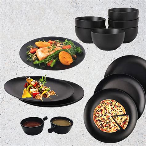 Buy ECOSPIT CONTAINER Pack of 12 Black Regular Melamine Dinner Set ...
