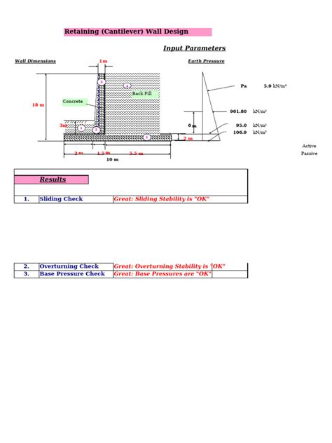Image result for Retaining Wall Design Example