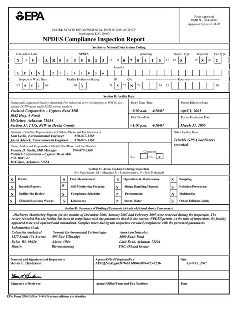 Image result for NPDES Inspection Form