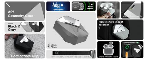 Aulumu A09 Geometric AirPods Pro Case [2nd/1st Generation] with Lock ...