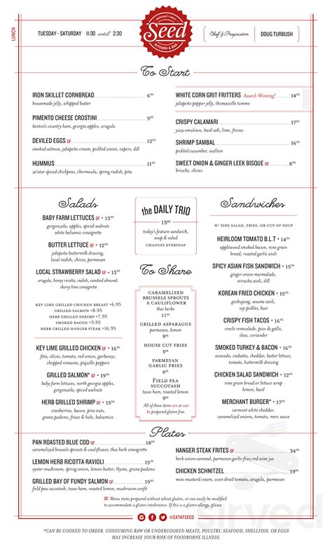 Seed Kitchen & Bar menus in Marietta, Georgia, United States
