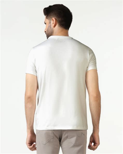 Buy White Crew Neck Solid T-Shirt From Fly Collection Online
