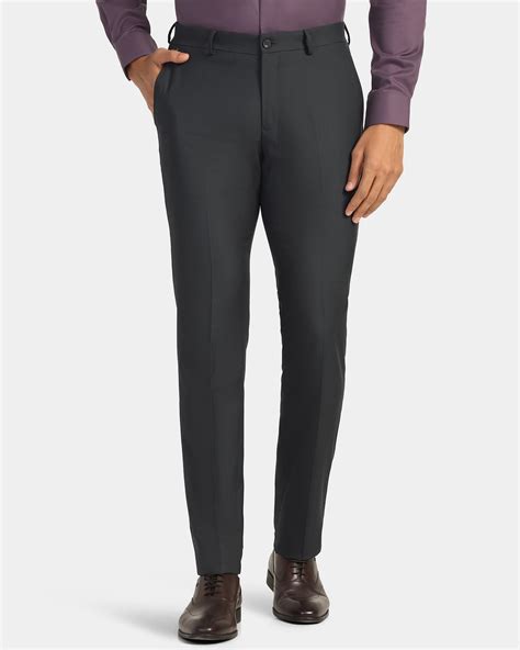 Buy Slim Fit B-91 Formal Dark Grey Textured Trouser - Fendi