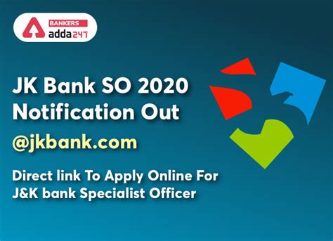 JK Bank SO 2020 Notification Out @jkbank.com: Direct link To Apply ...