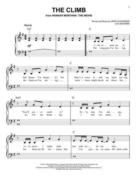 The Climb (from Hannah Montana: The Movie) by Miley Cyrus Sheet Music ...