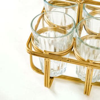 Cutting Chai Glass Set Of 4 With Gold Metal Stand Online - Premium Tea ...