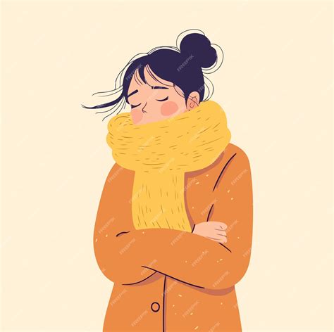 Women with scarf getting cold illustration | Premium AI-generated vector