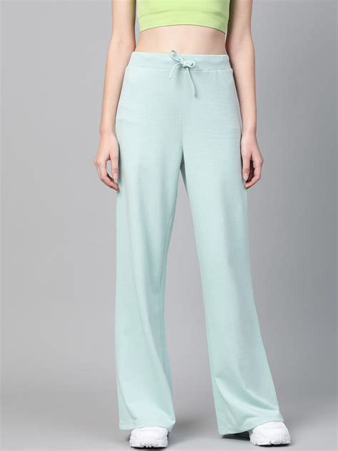 Buy Women Mint Green Solid Wide Leg Track Pants - Track Pants for Women ...