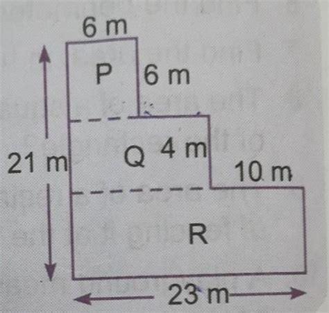 The given figure is divided into a square and two rectangles, then find ...