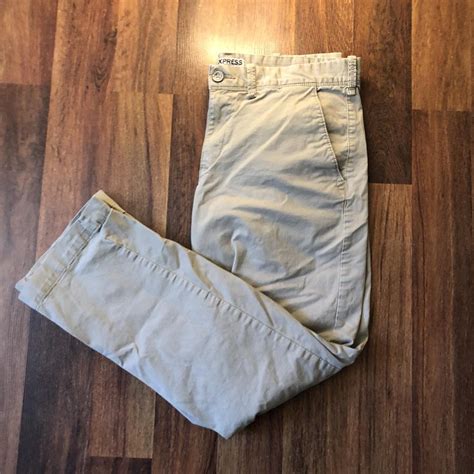 Express Sleek Cream Colored Khaki Pants Perfect... - Depop
