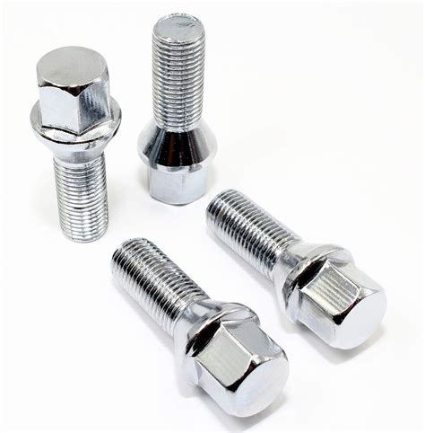 Set of 20 Veritek 14x1.5mm Chrome 2.16 Inch 28mm Shank 17mm Hex Conical ...