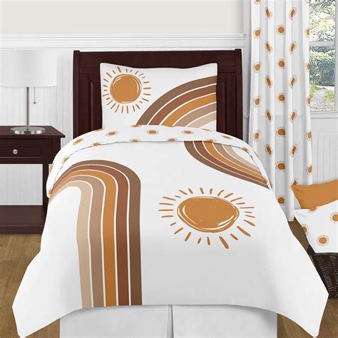 Boho Sun White and Pumpkin Collection Twin Bedding