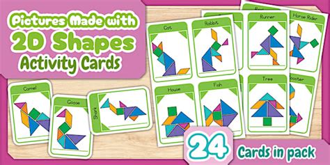 2D Shapes - Activity Cards: Copy Pictures Made with 2D Shapes