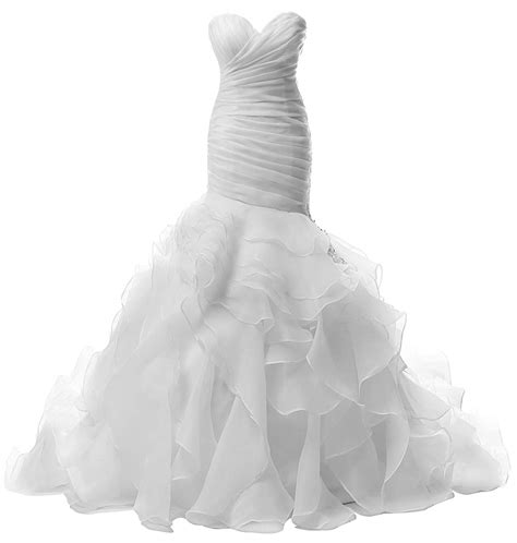 JAEDEN Wedding Dress Mermaid Strapless Bridal Dresses Ruffles Wedding Gown Sweetheart Bride ...