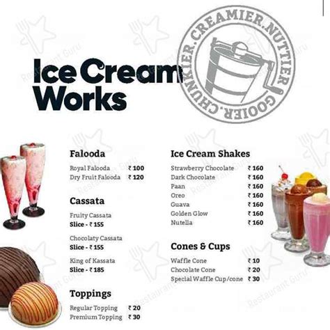 Menu at Ice Cream Works, Pune, Shop No 1